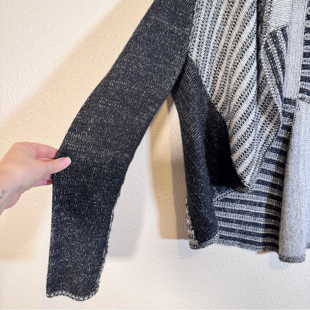 Cabi Black Grey Wool Blend Patchwork Cardigan Swe… - image 5
